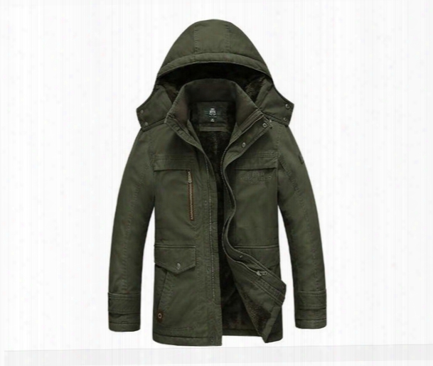 Afs Jeep Men Autumn Spring Hooded Coat Hat Detachable Cotton Men Jackets Long Sleeve Military Style Casual Outerwear Plus Size