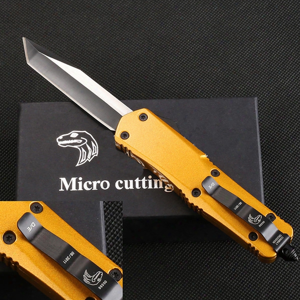 Brand Micro Multi-functional Outdoro Automatic Knife Beautiful Spring Model Sharp Blade Golden Portable Warrior Knife Survival Tool