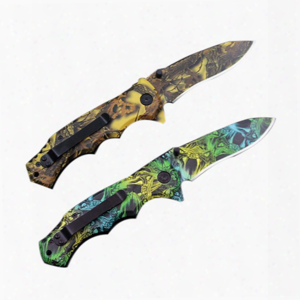 Cool Buck X54 Outdoor Folding Knife Multifunctional Folding Fruit Camping Clibing Knifes Green Yellow Leaf Hunting Folding Knifes Gasket