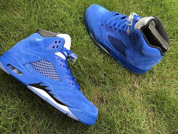 Discount Air Retro 5 Blue Raging Bulls Anger Men Basketball Shoes Top Quality The Original Label Us8-13 5s With Original Box