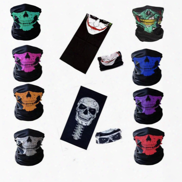 Halloween Skull Face Masks Outdoor Sports Half Face Mask Magic Skull Scarf Seamless Cycling Motorcycle 10 Styles Yw158