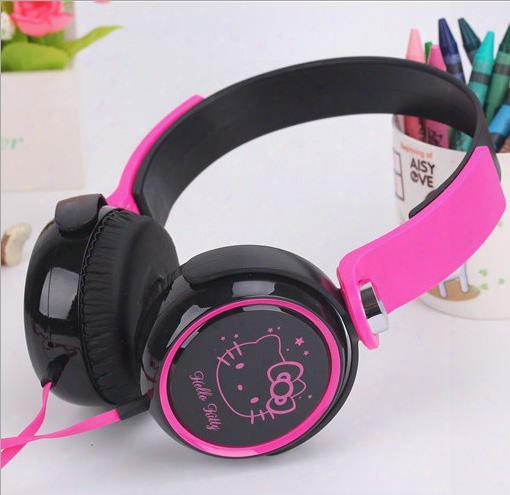 Hello Kitty Cartoon Fodling 3.5 Mm Headset Microphone Calls Mp3 Computer General New Phones Headphones Heavy Bass Stereo Female, Outdoor