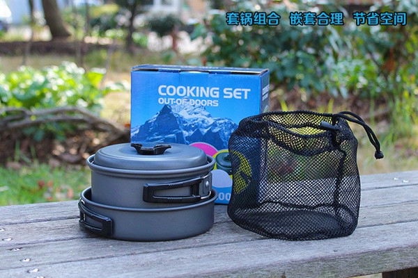 High Quality Outdoor Tableware Backpacking Cooking Picnic Outdoor Camping Hiking Cookware Bowl Pot Pan Set Camping Kitchen Tools
