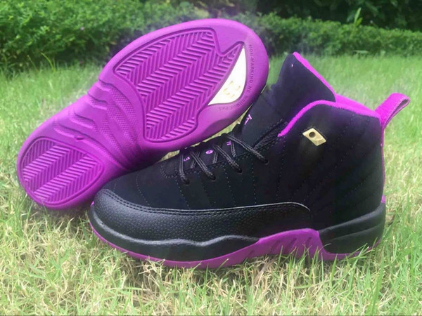 High-top Shoes2 017 High Quality Wholesale Kids Boost For Imitation Leather Retro Kids Basketball Shoes Purple&black Outdoor Running Shoes