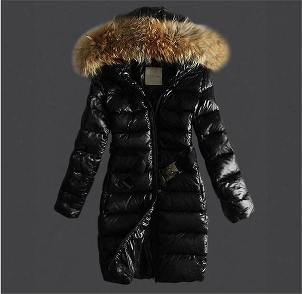 Hot Sale 2017 Womens Down Jacket Fur Hood Fashion Long Brand Winter Warm Parkas Coat Outdoor White Duck Down Jacket Female