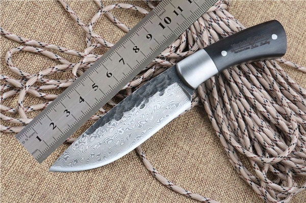 Hunting Knife Hand Hammered Nordic Bowie Outdoor Knife Pattern Steel Knife Damascus Survival Knife Sharpknife Collection Process