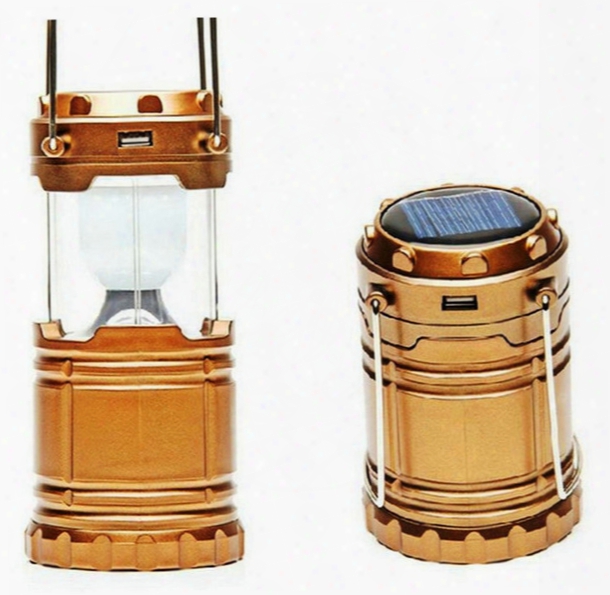 In Stock Ship Camping Portable Solar Lamp Tent Led Flashlights Camping Light Rechargeable Emergency Use With Usb Sport Outdoor Lantern