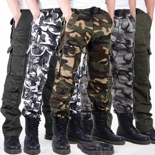 Luxury Men&#039;s Multi Pocket Military Jeans Casual Training Plus Size Cotton Breathable Army Camouflage Acrgo Pants Outdoor Sports Casual Pants