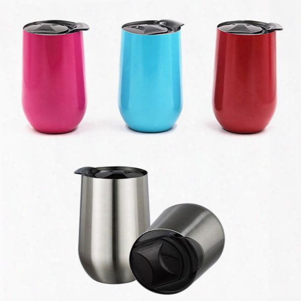 New 16oz Stainless Steel Cups Wine Glasses Vacuum Insulated Cups 16 Oz Tumbler Outdoors Travel Mugs Wine Cups With Lid Egg Cup