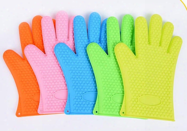 New Arrival Food Grade Heat Resistant Thick Silicone Kitchen Barbecue Oven Glove Cooking Bbq Grill Glove Oven Mitt Baking Glove