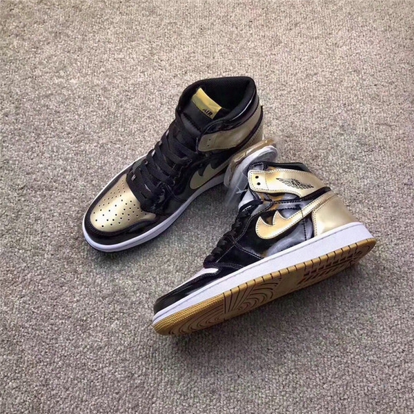 Originals Air Retro 1 High Og Nrg Gold Top 3 Basketball Shoes Sneakers 1s Basketball Shoes Black Gold White Authentic Quality With Box