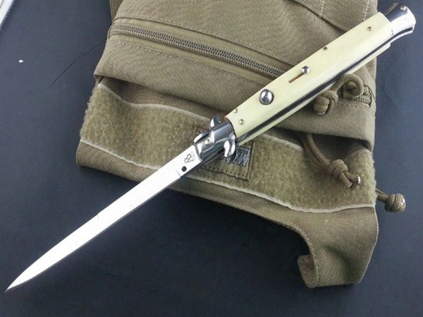 Outdoor Gear Akc Knife 13&quot; Ivory White (fiberglass Handle) 440c Steel Sideopen Folding Camping Tactical Knife B672l