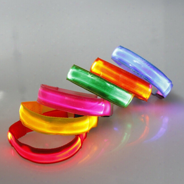 Outdoor Sports Safety Night Activity Party Cheer Nylon Band Transparent Led Flashing Arm Band Wrist Strap Armband