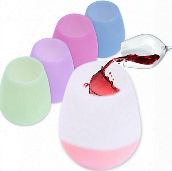 Silicone Wine Glass Unbreakable Stemless Rubber Beer Mugs Outdoor Cup Glass Wine Glass Recyclable Drinking Cups Creative Drinkwear B2265