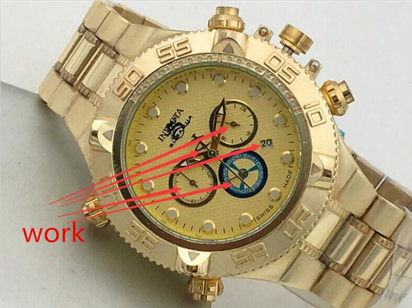 Swiss Famous Brand Invicta Logo Rotating Dial Outdoor Large Dial 52 Mm Diameter Sports Men Watch Luxury Brand Watch All Functions Can Work