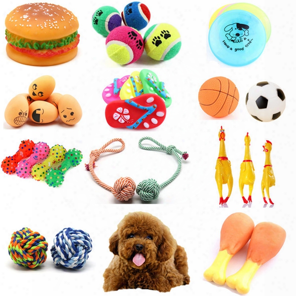 Various Pet Dog Cat Toys Teeth Molar Chews Training Outdoor Interactive Game Toys Sound Rubber Ball Rope Ball Frisbee
