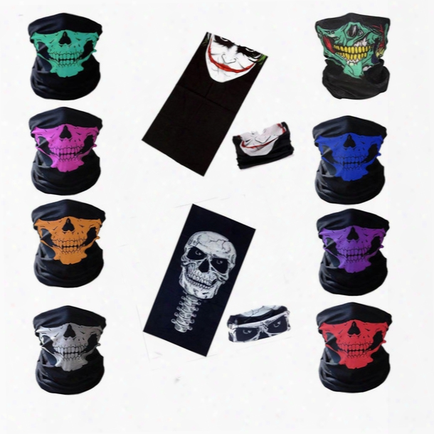 Wholesale -2017 New Motorcycle Bicycle Outdoor Sports Neck Face Mask Skull Mask Full Face Head Hod Protector Bandanas