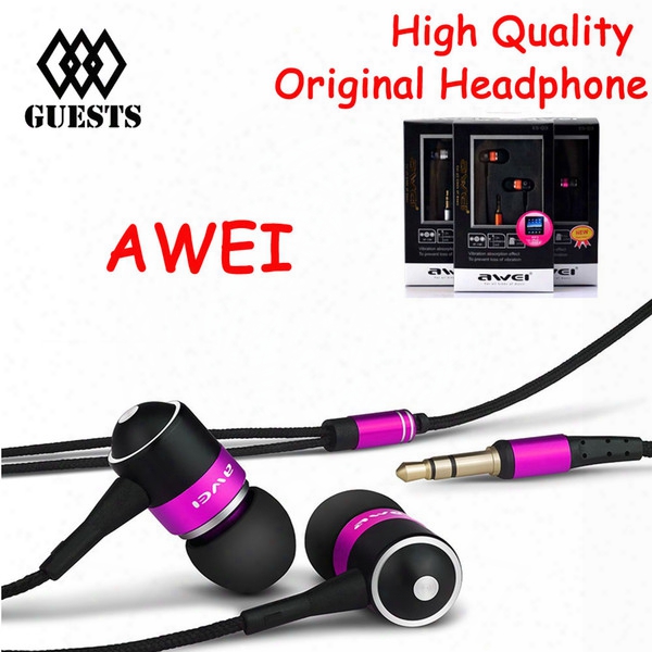 Wholesale-awei Esq3 3.5mm Ed Dj Jack Noise Isolation Headphone In-ear Stylehigh Quality Earphon Efor Mp3 Mp4 Players+free Shipping