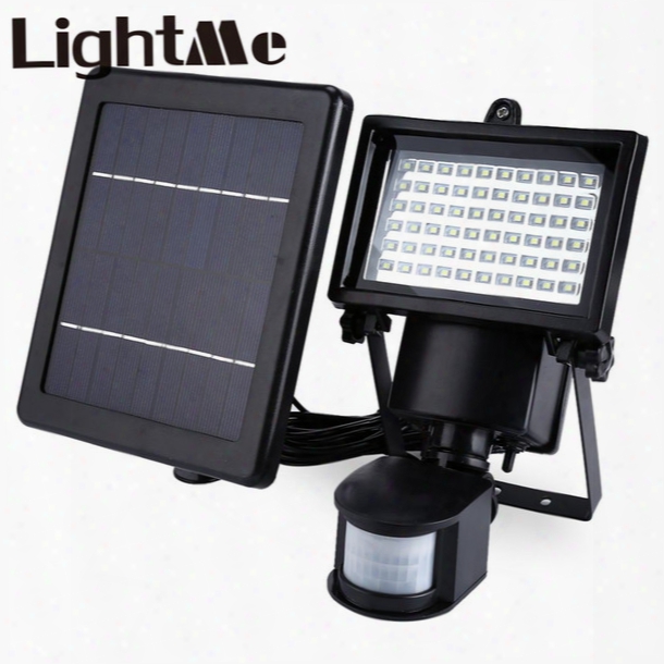 Wholesale-new Arrival Natural White Outdoor Light Sl - 60 Led Super Bright Waterproof Solar Powered Pir Motion Detector Door Wall Lamp