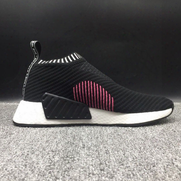 (with Box) Nmd R2 Shadow Noise Running Shoes For Men And Women New Nmd City Sock Summer Knitting Sneakers Outdoor Hiking Shoes Wicked Grey