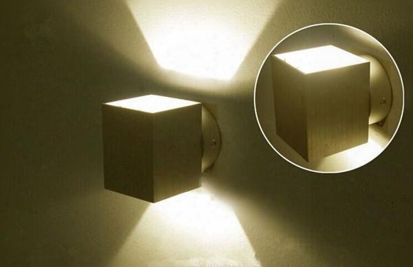 10pcs/lots 3w Led Outdoor Wall Lamp Surface Mounted Outdoor Cube Led Wall Light, Silver/black Up And Down Wall Light