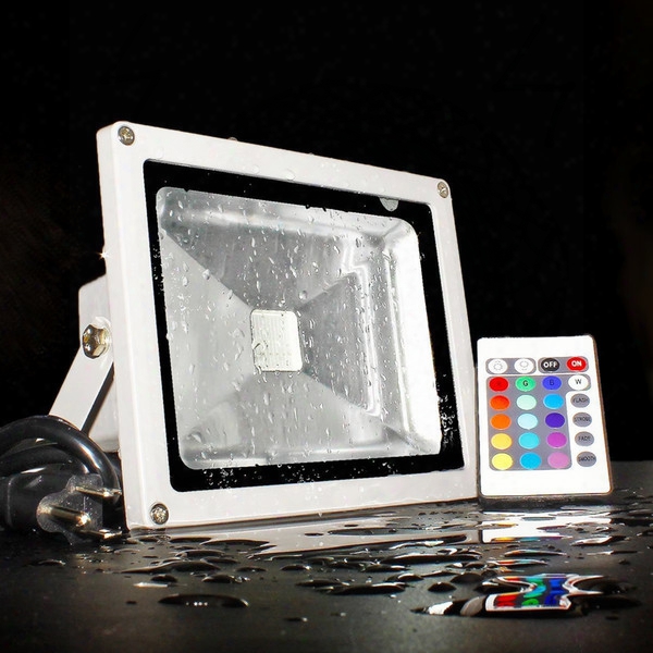 10w Waterproof Led Flood Light 24key Ir Remote Controller Rgb Led Outdoor Landscape Lamp Projector Light Floodlights 85-260v