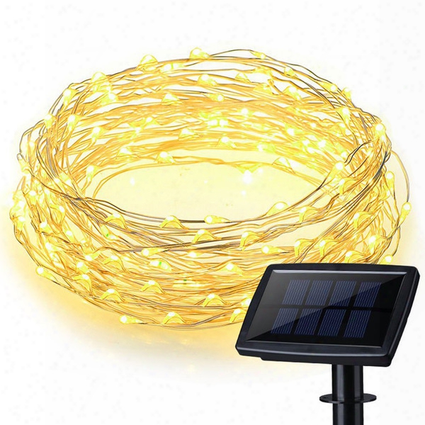 200 Leds Waterproof Solar Powered Starry String Copper Wire Fairy Lighting Party Lights With Large Solar Panel For Indoor/outdoor Decoration