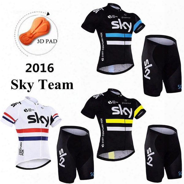 2016 Sky Cycling Jersey Tour De France Sport Bike Wear Outdoor Road Bicycle Clothing Short Sleeve Shirt Xs-4xl Summer Cycling Pad Shorts