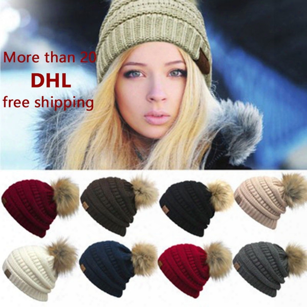 2017 Europe And The United States Women New Cc Standard Wool Sweater Warm Knitted Hat Cute Care Hair Hat Outdoor Warm Couple Hat