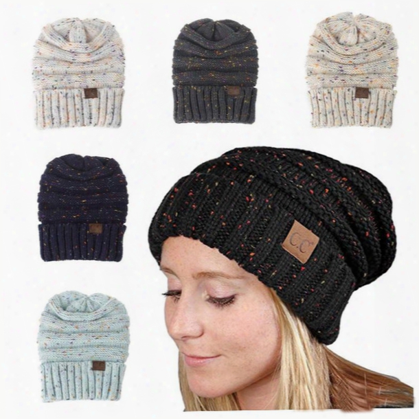 2017 New Cc Knitted Hats Cc Trendy Beanie Women Chunky Skull Caps Winter Cable Knit Crochet Hats Fashion Outdoor Warm Winter Hats