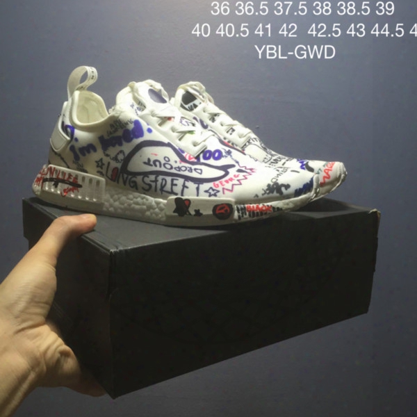 2017 New Vetements X Nmd R1 Running Shoes Top Quality Real Boost Graffiti Painted Men Womens Outdoor Casual Shoes Size:36-45