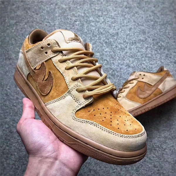 2017 Real Shoes New Dunk Sb Low Reverse Reese  Forbes Wheat Suede Yellow Men And Women Casual Shoes Running Sneakers Outdoor Sneaker Us5-11