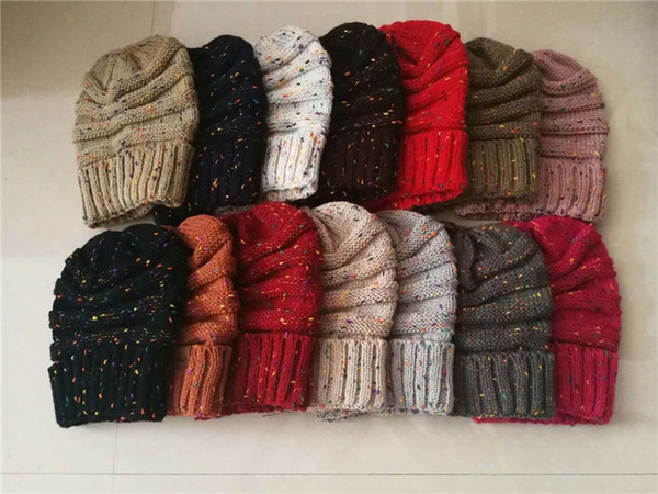 2018 New Fashion Cc Beanie Cap Mixed Color Outdoor Warm Knitted Wool Hat Women Crochet Handmade Casual Beanies A179