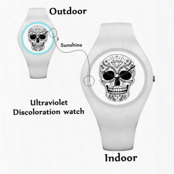 2018 Rubberwomen Watches Magic Uv Test Watches Ultraviolet Discoloration Watches Outdoor Punk Skull Watch Free Shipping