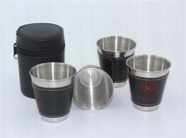 5set/lot New 4 Pcs 70ml Cups Set 304 Stainless Steel Cups Wine Beer Whiskey Mugs Outdoor Travel Cup Speial Sale Z1123