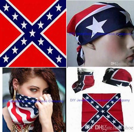 60pcs 5*54cm 100% Cotton Confederate Headband Flag Hiphop Bandanas Civil War Battle Bandana Headwrap Civil War Flag Outdoor Kerchief