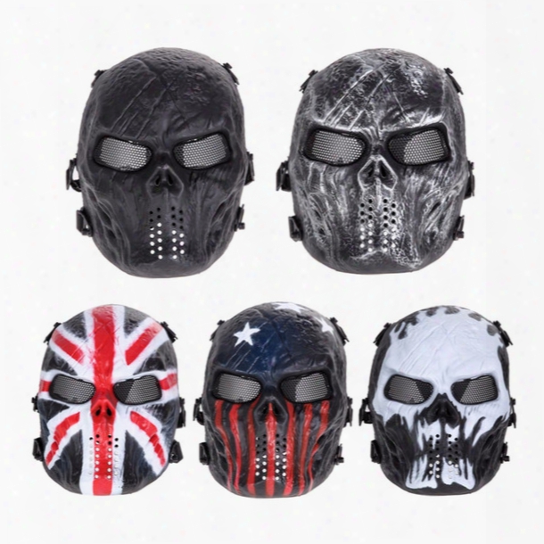 Airsoft Paintball Mask Skull Full Face Mask Army Games Outdoor Metal Mesh Eye Shield Costume For Halloween Party Supplies