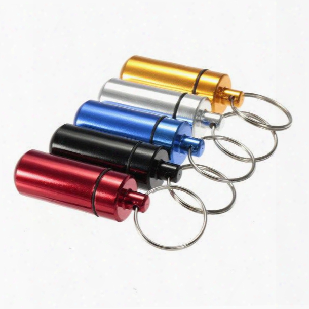 Aluminum Waterproof Pill Case Medicine Container Strike  Capsule Holder Key Ring Color Assorted A512