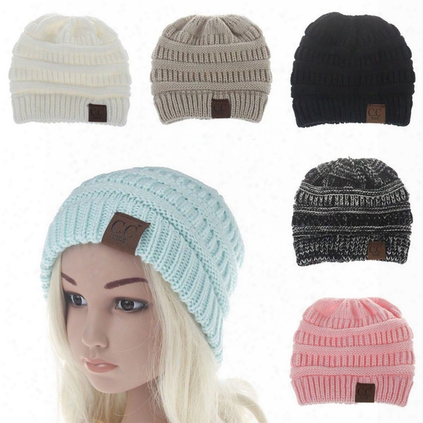 Baby Boys Girls Winter Warm Cc Laebl Knitted Hats Crochet Fashion Beanies Children Outdoor Wool Caps