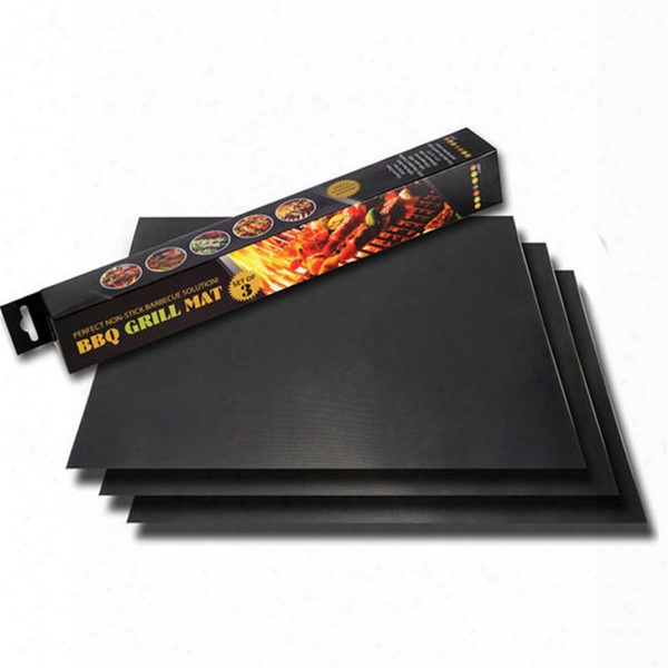 Barbecue Grilling Liner Bbq Grill Mat Portable Non-stick And Reusable Make Grilling Easy 33*40cm 0.2mm Black Oven Hotplate Mats 5pcs Set