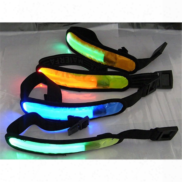 Dhl 2017 High Quality Led Safety Reflective Belt Strap Arm Band Armband Outdoor Sports Night Cycling Running Band Belt Replaceable Battery
