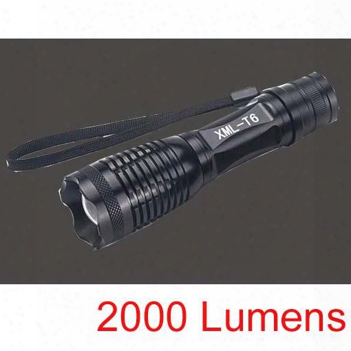 Free Epacket,new Arrival,2000 Lumen 7 Mode E8 Zoomable Cree Xm-l Xml T6 Led Flashlight Torch Zoom Lamp Light(e8)