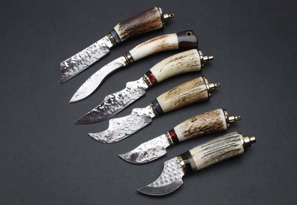 Free Shipping Mini Damascus Straight Knife, High Hardness Outdoor Self-defense Knife And Gving Cowhide Knife Set