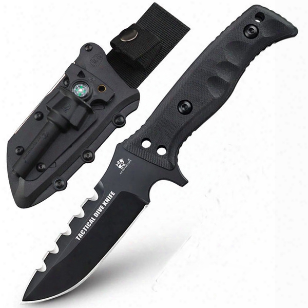 Hx Outdoors Tiger Sharks Huge Tactical Knife D2 Blade G10 Handle Outdoor Survival Rescue Knife Military Utility Edc Tools Titanium Coated Su