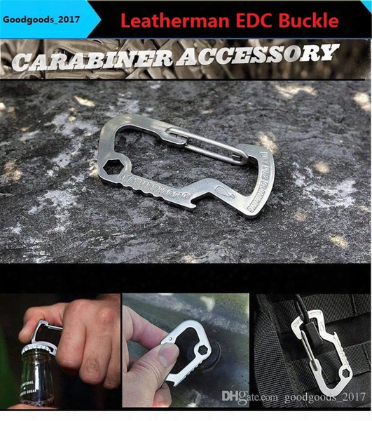 Leatherman Outdoor Multi-functional Stainless Steel Climbing Buckle Spring Hook Fast Hanging Buckle Bottle Opener D-type Small Angle M597