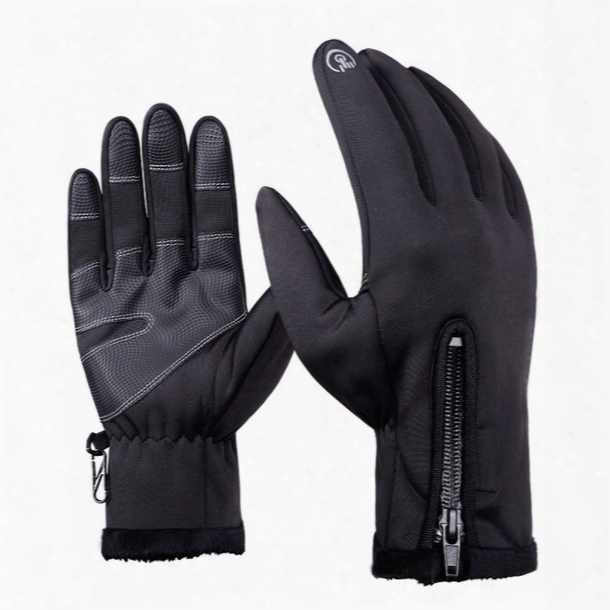 New 1 Pair Outdoor -30 Degree Windproof Waterproof Unisex  Touch Screen Gloves Sports Ski Riding Waterproof Zipper Gloves