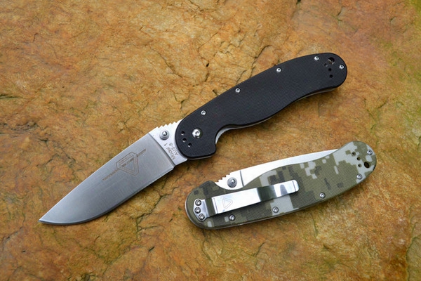 Ontario Rat Model 1 Outdoor Adventure Tactical Knife Aus-8 Blade Satin Finished Foldingg Knife Orange G10 Handle Free Shipping