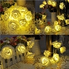 Wholesale- 2M 20 LED Battery Operated Rose Flower String Lights Wedding Valentine Fairy Lamp Outdoor Garland Christmas Party Decoration
