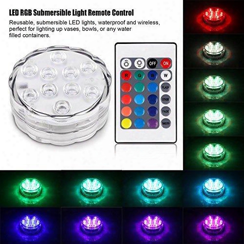 Umlight1688 Submersible Led Lights With Remote Battery Powered Qoolife Rgb Multi Color Changing Waterproof Light For Vase Base,floral,