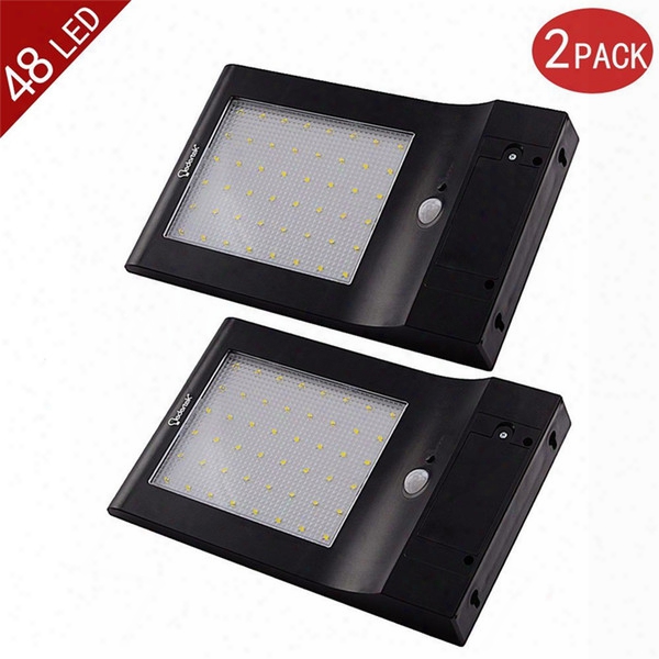 Wholesale-2-pack Brightest 48 Led Solar Power Light Motion Sensor Ip65 Wall Garden Outdoor Security Lamp 4 Modes With 5.5v 5w Solar Panel